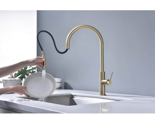 Смеситель для кухни Senso, светлое брашированное золото, Se215180-SBG, Paulmark