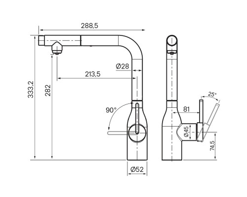Смеситель PAULMARK VIPER Vi213105-NI(BS), (стальной/нержавеющая сталь)