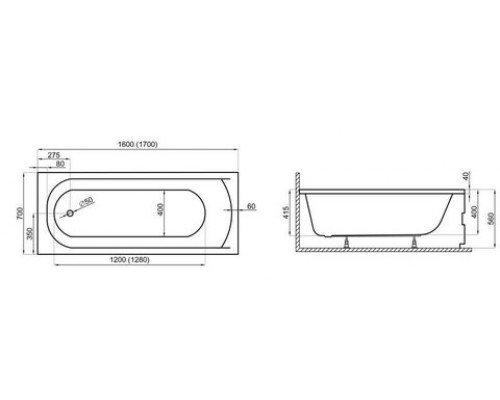 Ванна акриловая Polimat CLASSIC 160x70 с ножками