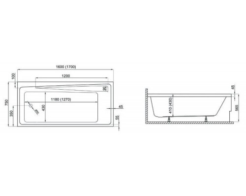 Ванна акриловая Polimat ELZA 170x75 с ножками