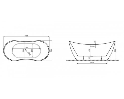 Ванна акриловая Polimat ABI 180x80 отдельностоящая, тёмно-синий