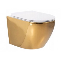 Унитаз подвесной Rea Carlo Mini Rimless Gold White C0669