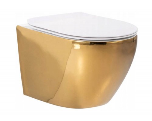 Унитаз подвесной Rea Carlo Mini Rimless Gold White C0669