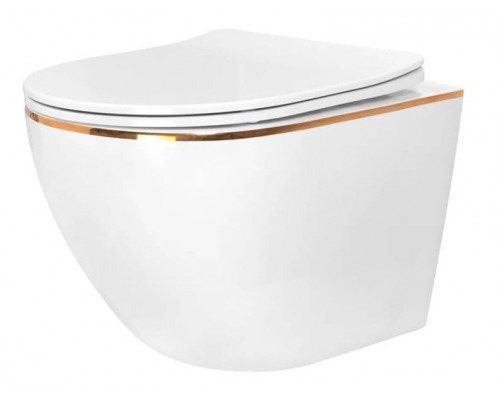 Унитаз подвесной Rea Carlo Mini rimless Flat Gold Edge C1222