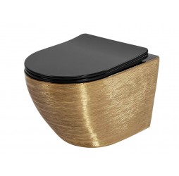 Унитаз подвесной Rea Carlo Flat Gold Brush Black C3300