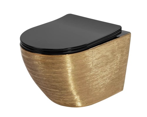 Унитаз подвесной Rea Carlo Flat Gold Brush Black C3300