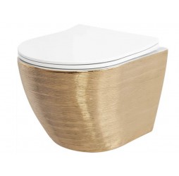 Унитаз подвесной Rea Carlo rimless Flat Brush Gold C6942