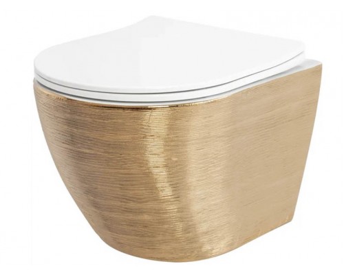 Унитаз подвесной Rea Carlo rimless Flat Brush Gold C6942