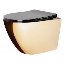 Унитаз подвесной Rea Carlo Flat Mini Gold/Black C8990
