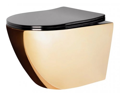 Унитаз подвесной Rea Carlo Flat Mini Gold/Black C8990