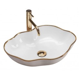 Умывальник Rea Pearl Gold Edge U0696