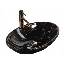 Умывальник Rea Pamela Black Marble Shiny U5067