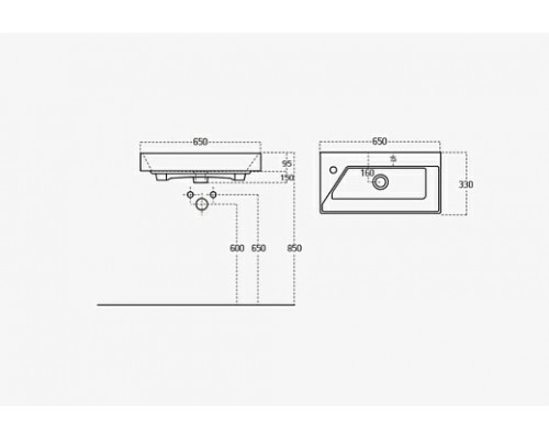 Раковина Raval Слим Синерджи 65х35 см керамическая
