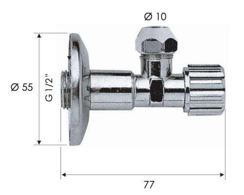 Запорный вентиль 1/2*10 Remer 1171210