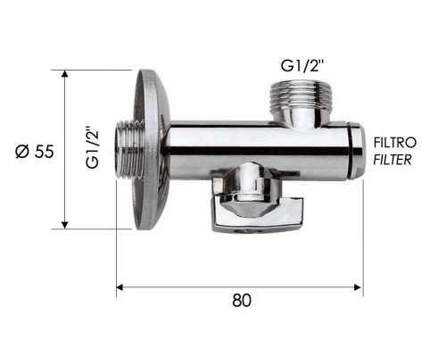 Запорный вентиль с фильтром 1/2*1/2 Remer 1231212
