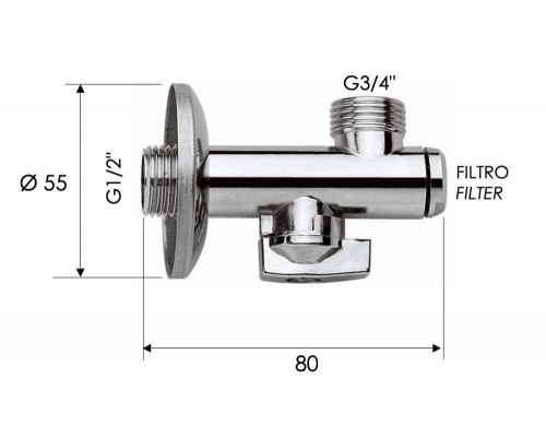 Запорный вентиль с фильтром 1/2*3/4 Remer 1231234