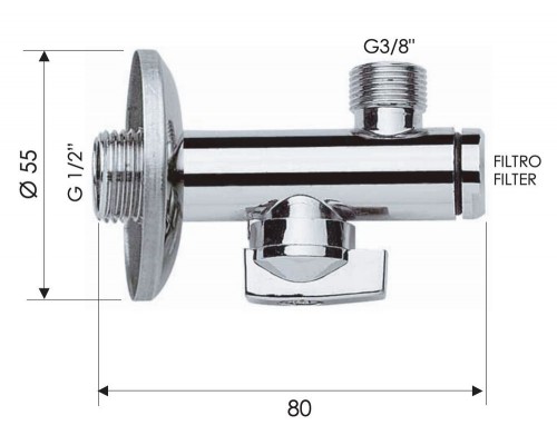 Запорный вентиль с фильтром 3/8*1/2 Remer 1231238