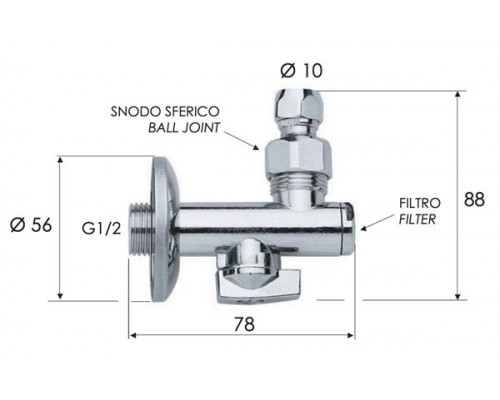 Запорный вентиль с фильтром 1/2*10 Remer 123SN1210
