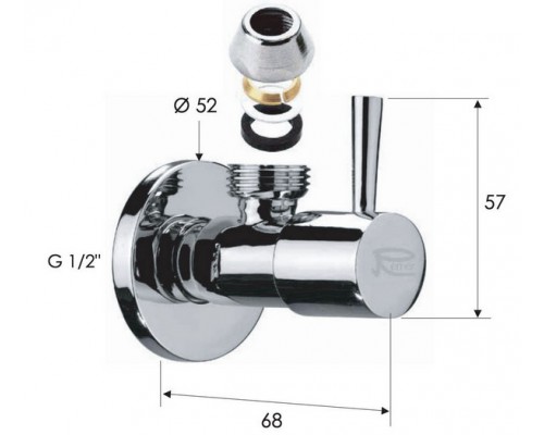 Запорный вентиль 1/2*10 Remer 128L1210