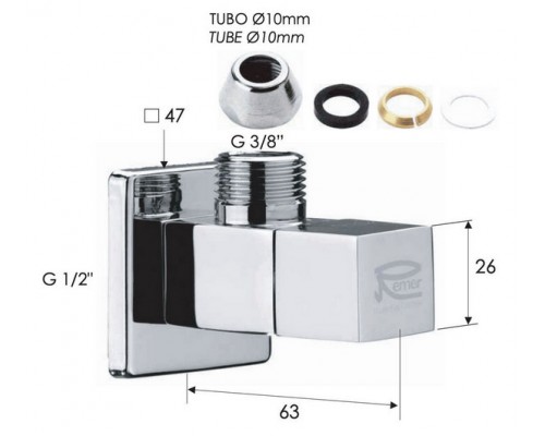 Запорный вентиль 1/2*10 Remer 128S1210
