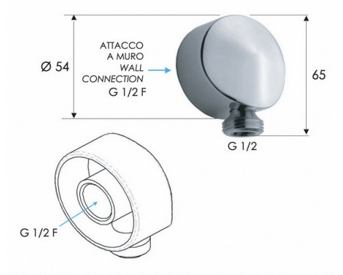 Шланговое подключение для душа Remer 309LNO, черный матовый