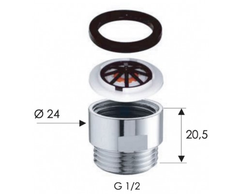 Переходник с ограничителем расхода воды до 8 л/мин Remer 309RL8
