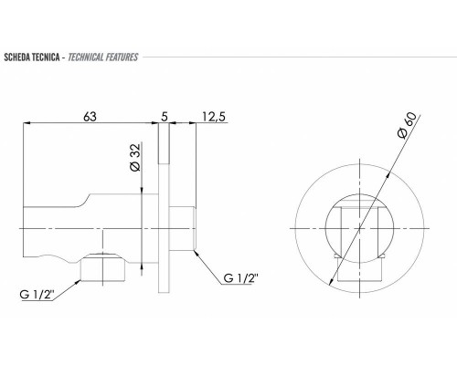 Держатель ручного душа с подключением Remer 337MBG, золото брашированное