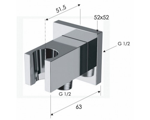 Держатель ручного душа с подключением Remer 337QCFP, черный брашированный хром