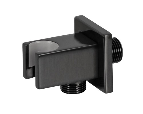 Держатель ручного душа с подключением Remer 337QCFP, черный брашированный хром