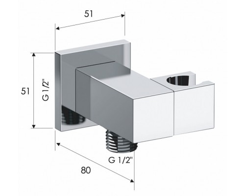 Держатель ручного душа с подключением Remer 337SCFP, черный брашированный хром