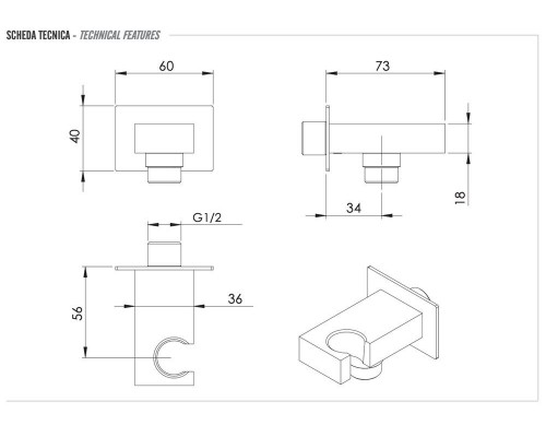 Держатель ручного душа с подключением Remer 337W