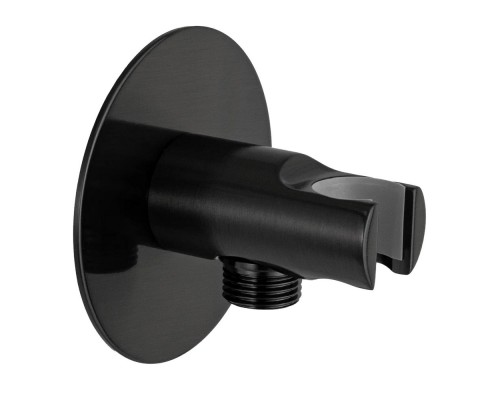 Держатель ручного душа с подключением Remer 337XCFP, черный брашированный хром