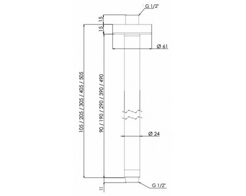 Кронштейн потолочный 50 см Remer 347N50BO, белый матовый