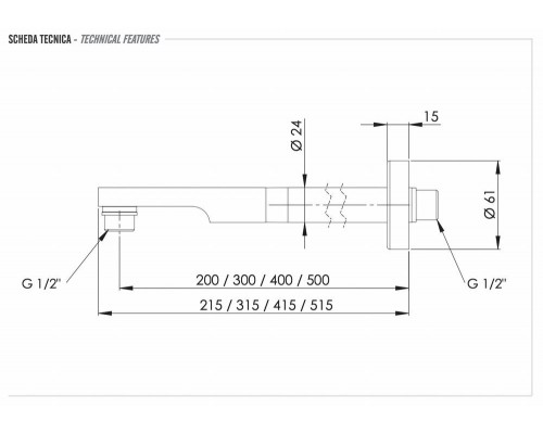 Кронштейн 40 см Remer 348N40CFP, черный брашированный хром