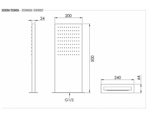Верхний душ настенный 50x20 см Remer 350SSX