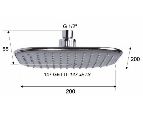 Верхний душ с шарнирным соединением 20 см Remer 354QIX