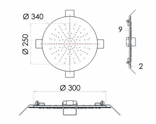 Верхний душ потолочный 34 см Remer 357EFM34