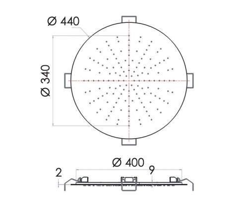 Верхний душ потолочный 44 см Remer 357EFM44