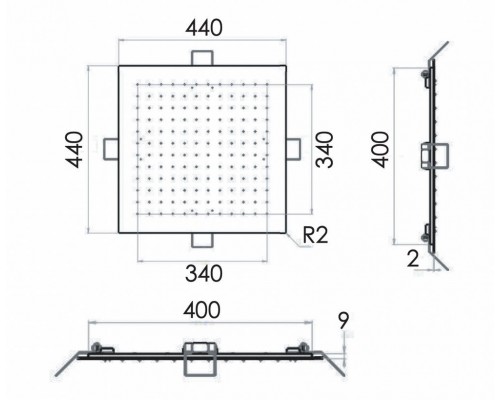 Верхний душ потолочный 44 см Remer 357EFS44