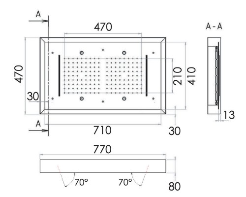 Верхний душ потолочный с подсветкой Remer 357LR7747N2C