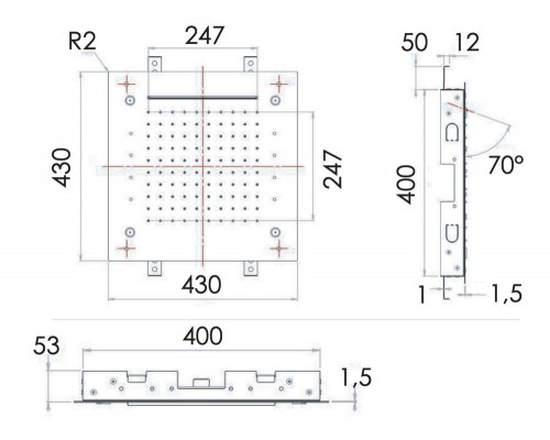 Верхний душ потолочный с подсветкой 43 см Remer 357RS43NC