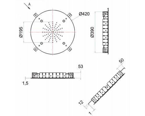 Верхний душ потолочный 42 см Remer 357SFM42N
