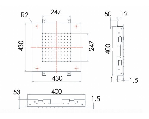 Верхний душ потолочный 43 см Remer 357SFS43