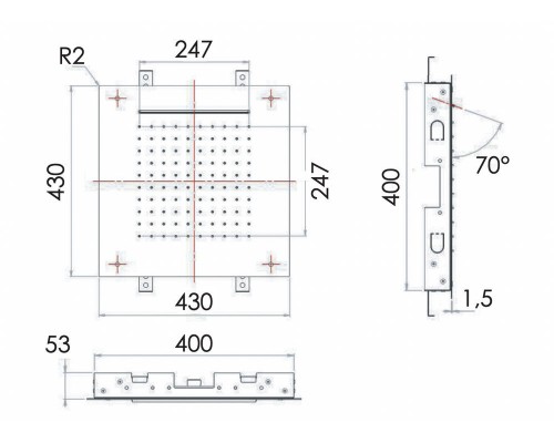 Верхний душ потолочный 43 см Remer 357SFS43C