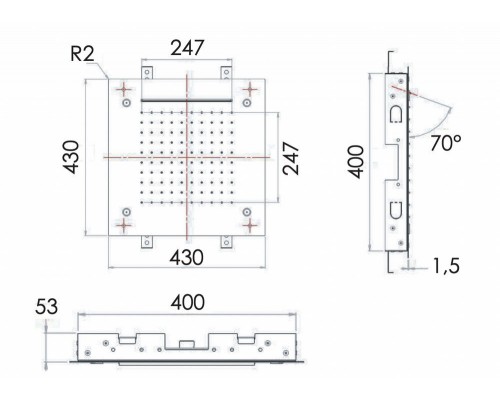 Верхний душ потолочный 43 см Remer 357SFS43NC