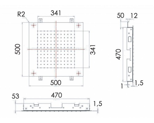 Верхний душ потолочный 50 см Remer 357SFS50