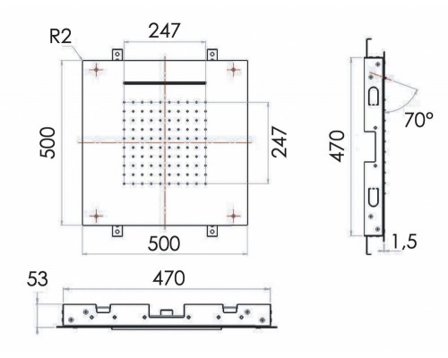 Верхний душ потолочный 50 см Remer 357SFS50C