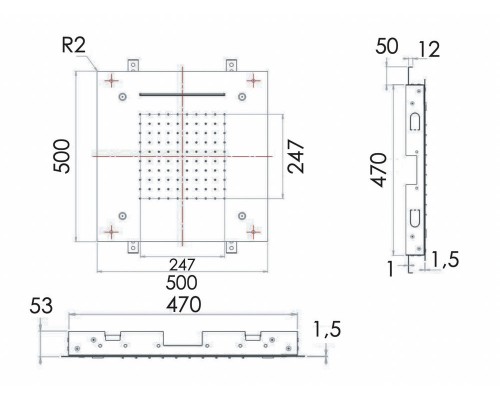 Верхний душ потолочный 50 см Remer 357SFS50NC