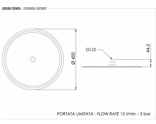 Верхний душ с шарнирным соединением 40 см Remer 357UFM40BOX, белый матовый