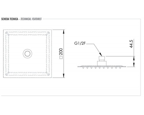 Верхний душ с шарнирным соединением 20 см Remer 357UFS20NOX, черный матовый